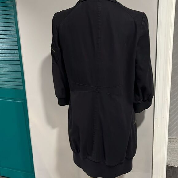 Tulle NWOT Navy Blue long utility jacket with floral lining 3/4 sleeve - small - Picture 6 of 10